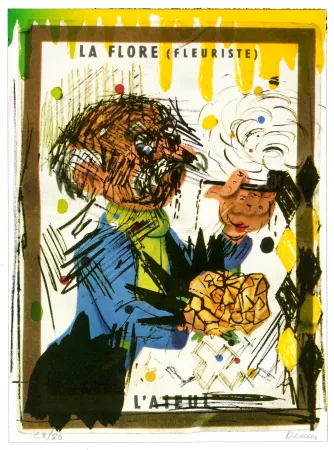 Litografía Flores - La flore (fleuriste)