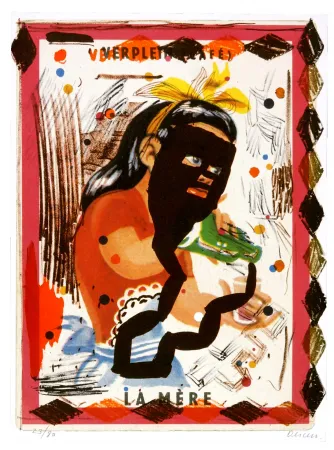 Litografía Flores - Verplein (Café)