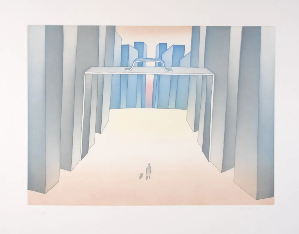 Aguafuerte Y Aguatinta Folon - Lointains un Homme (suite Lointains)