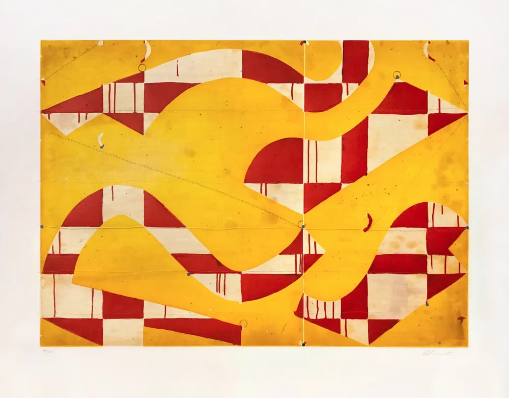 Aguatinta Fonseca - Seven String Etching with Yellow & Red