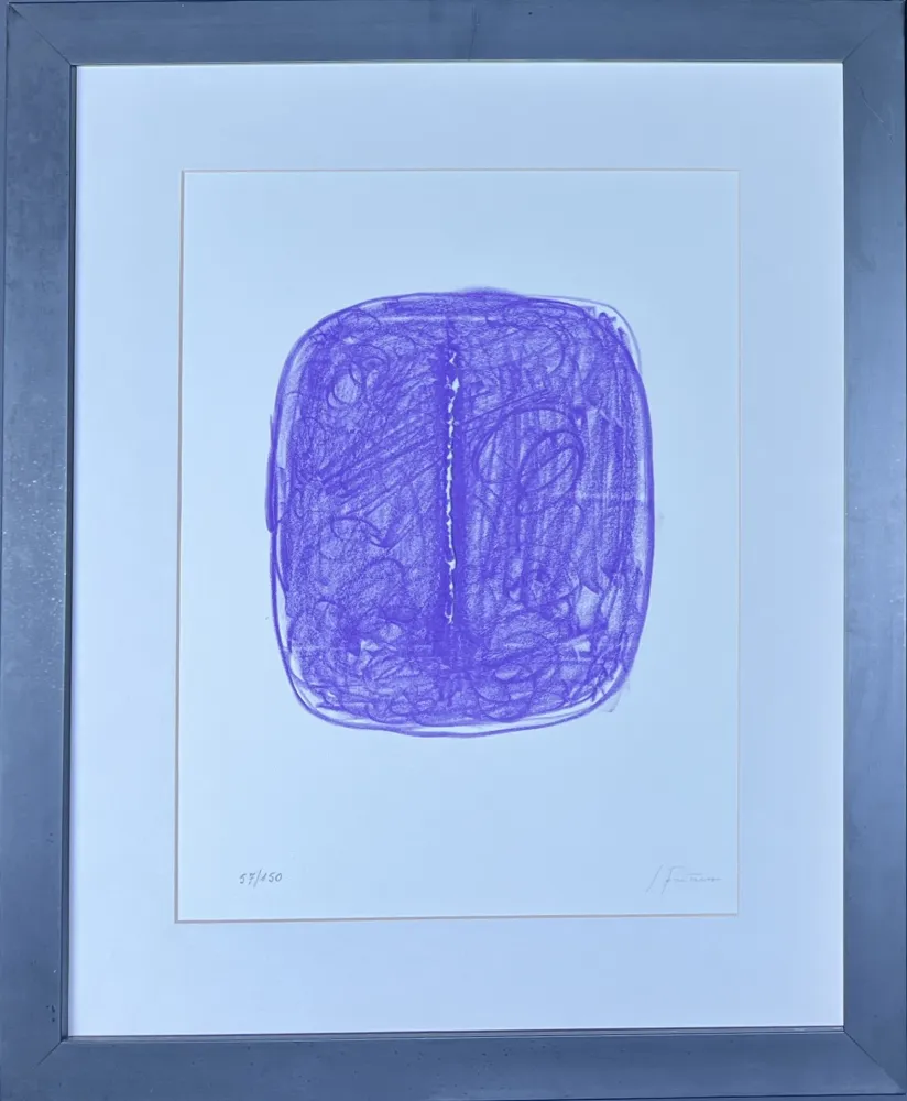 Litografía Fontana - Lucio Fontana (1899-1968) - Concetto Spaziale - 1967 - Lithograph with hand-cut central slash incision