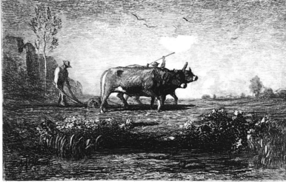 Aguafuerte Fontanesi - Il lavoro. Seconda versione