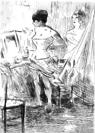 Aguafuerte Forain - Danseuses dans leur loge