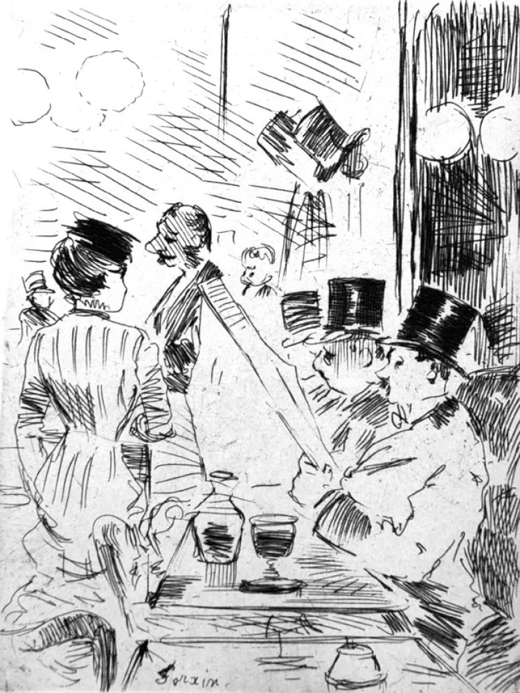 Aguafuerte Forain - Le cafè de la nouvelle Athènes