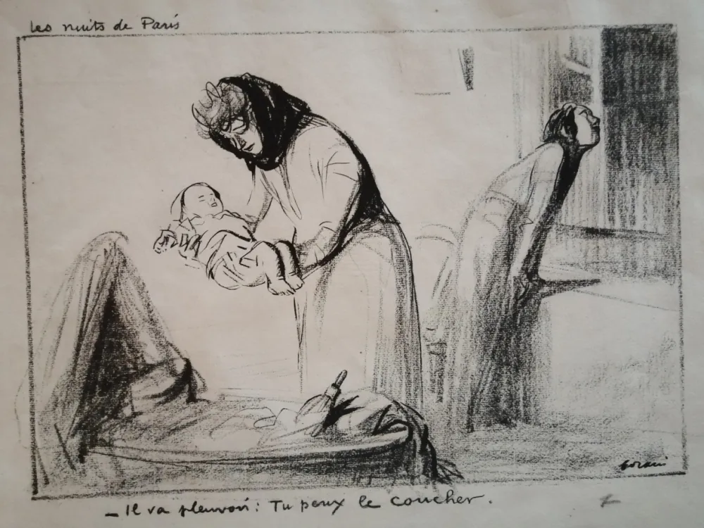 Litografía Forain - Les Nuits de Paris: il va pleuvoir