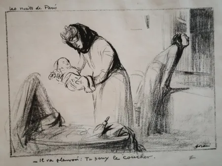 Litografía Forain - Les Nuits de Paris: il va pleuvoir