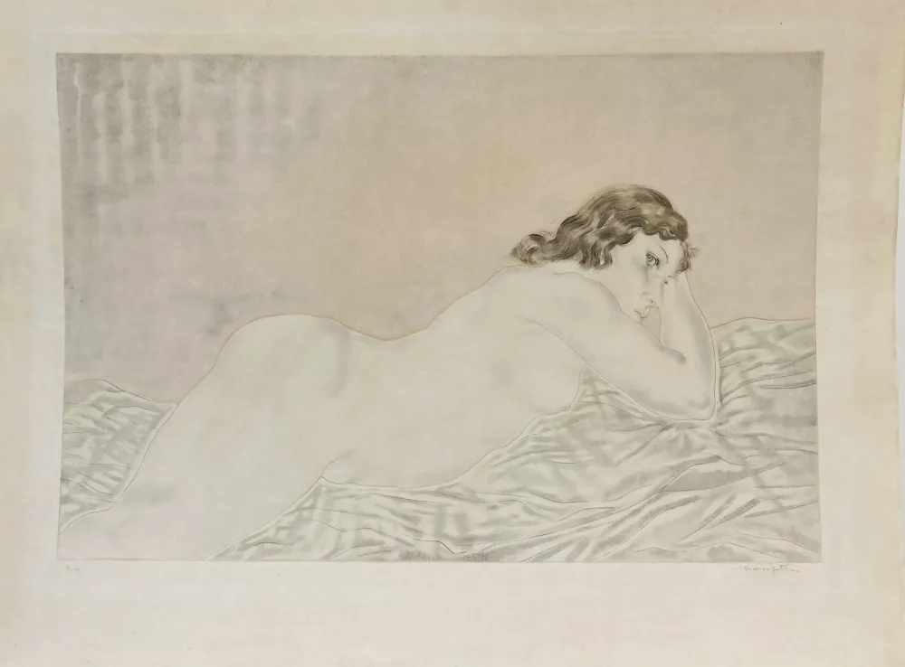 Aguafuerte Y Aguatinta Foujita - Femme brune allongée. 1930