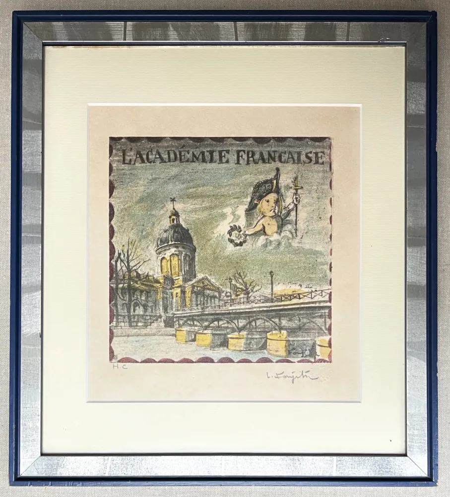 Litografía Foujita - L'ACADÉMIE FRANÇAISE. Lithographie justifiée et signée par Foujita (1963)