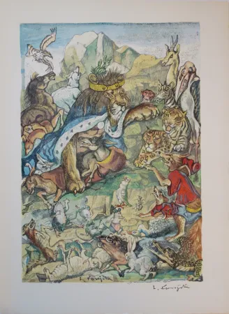 Grabado Foujita - Les animaux malades de la peste