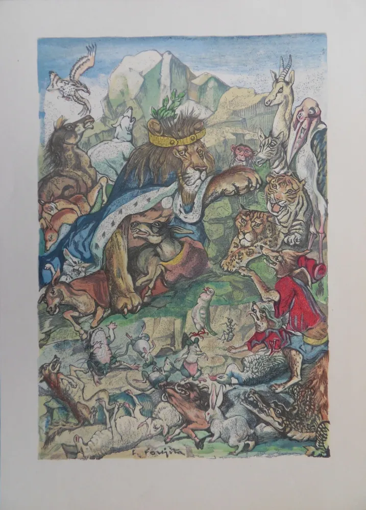 Grabado Foujita - Les animaux malades de la peste