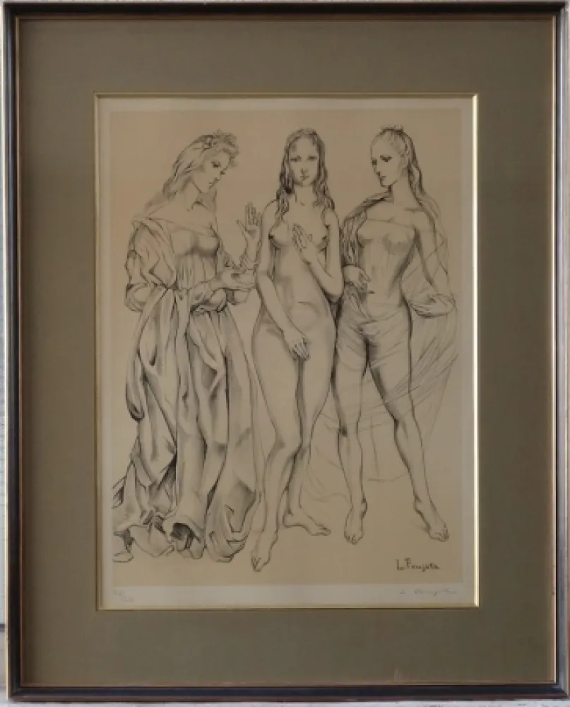 Litografía Foujita - Les Trois Graces
