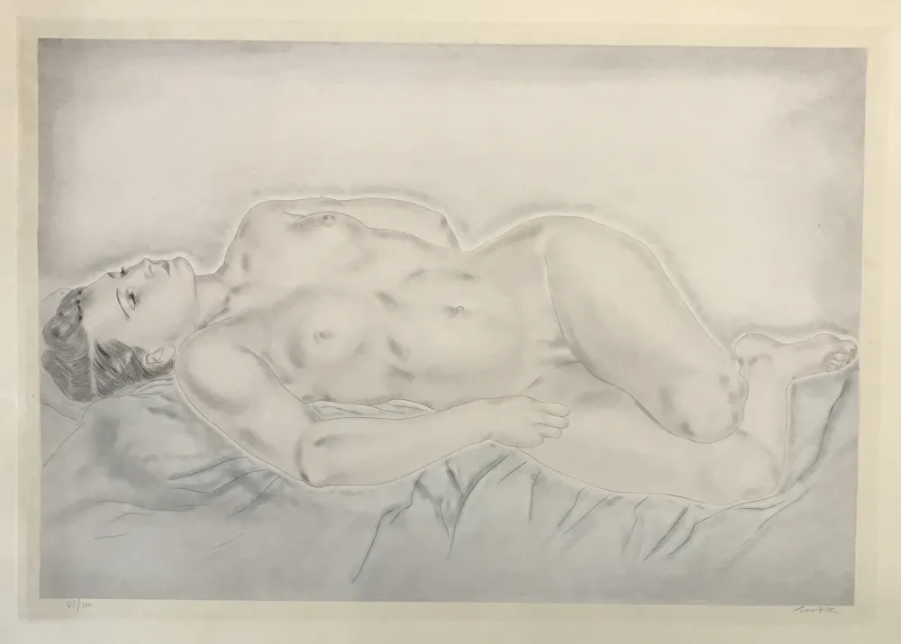 Aguafuerte Y Aguatinta Foujita - Reclining Nude (From Femmes)