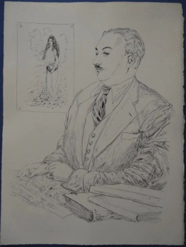 Aguafuerte Foujita - Rivière enchantée - Héron de Villefosse