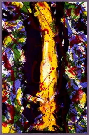 Litografía Francis - Untitled (yellow down centre)