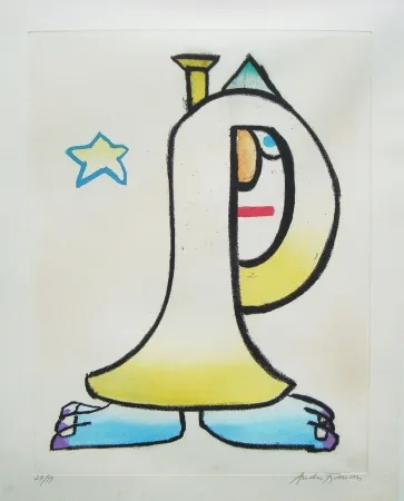 Aguafuerte Y Aguatinta François - Clown à la trompette