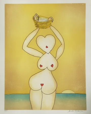 Aguafuerte Y Aguatinta François - Dame de coeur à la mer