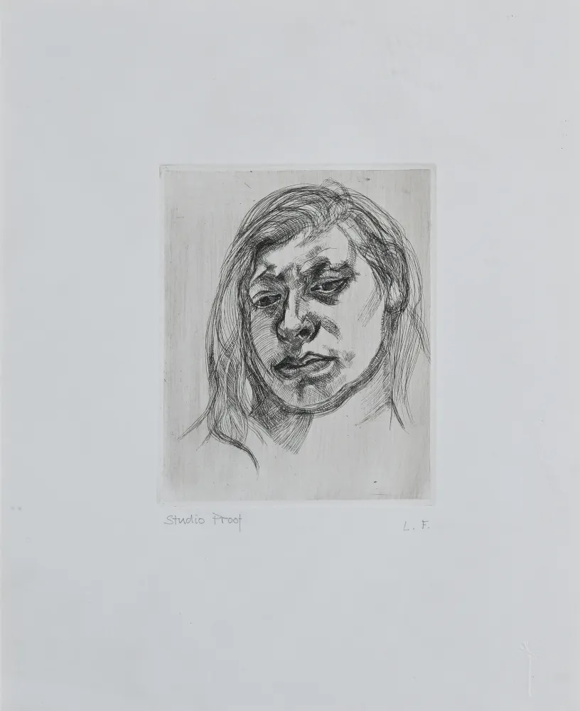 Grabado Freud - Lucian Freud (1922–2011) – Head of a Girl II – Etching on paper – 1982