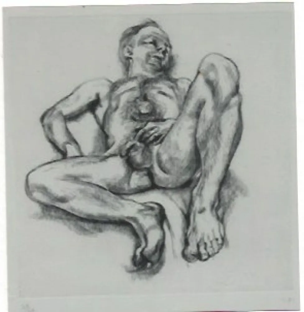 Grabado Freud - Naked man on a bed