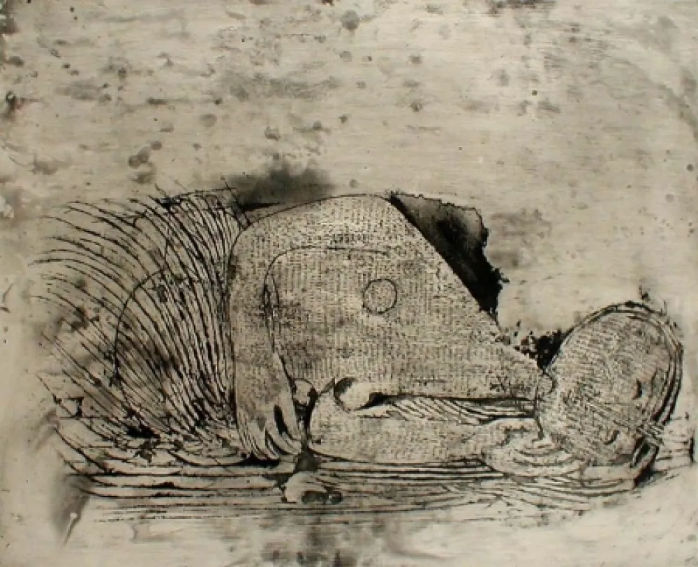 Aguafuerte Friedlaender - Femme Endormie