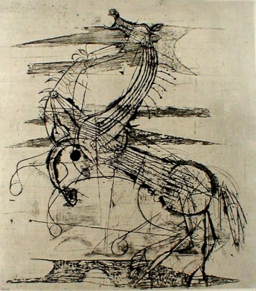 Aguafuerte Friedlaender - Les Chevaux I 