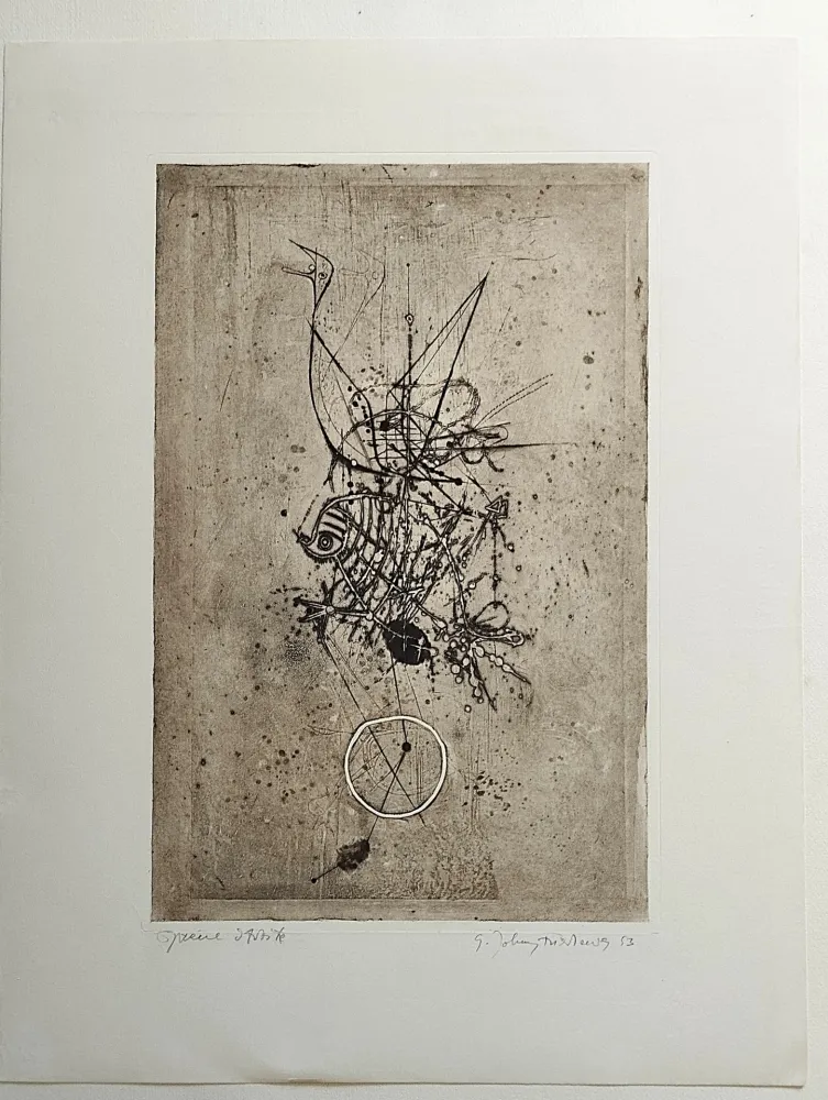Aguafuerte Friedlaender - Poisson et Oiseau III