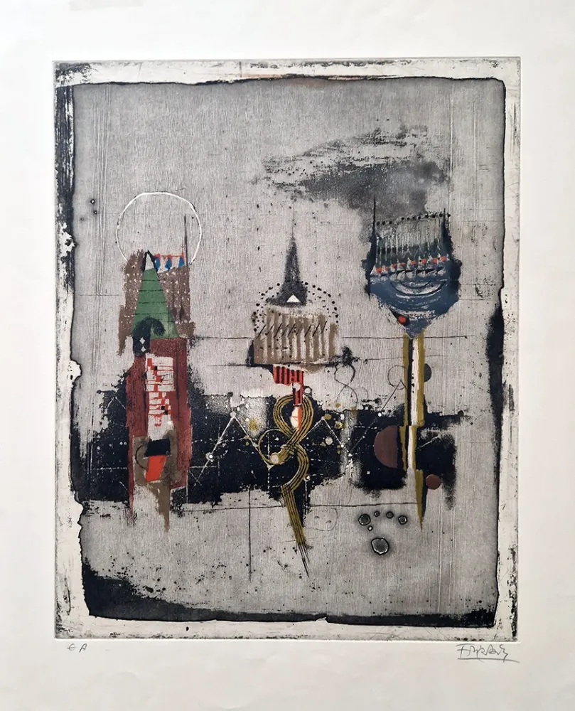 Aguafuerte Friedlaender - Trois Fleurs