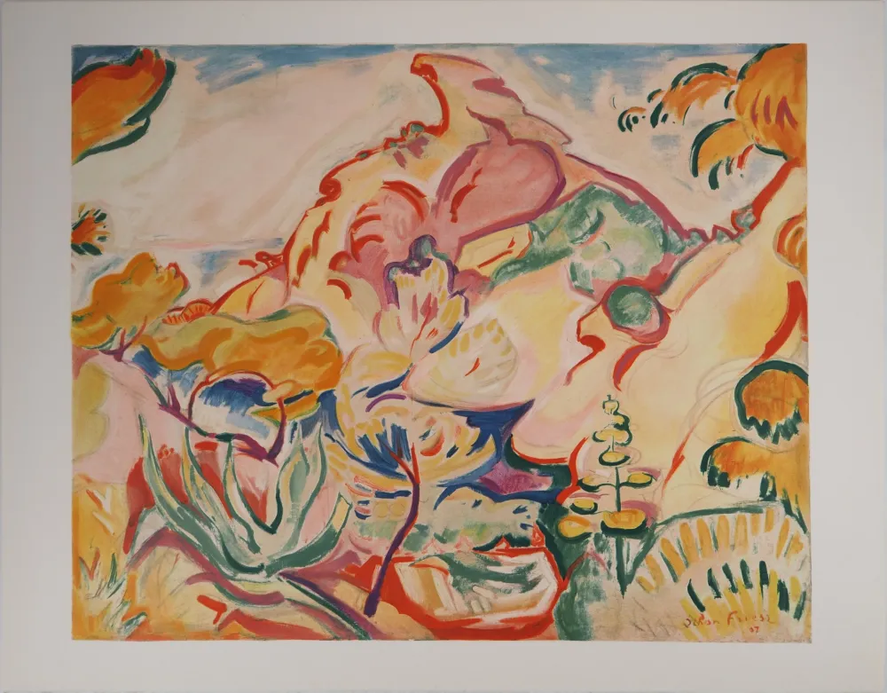 Litografía Friesz - Paysage à la Ciotat (le Bec de l'Aigle)