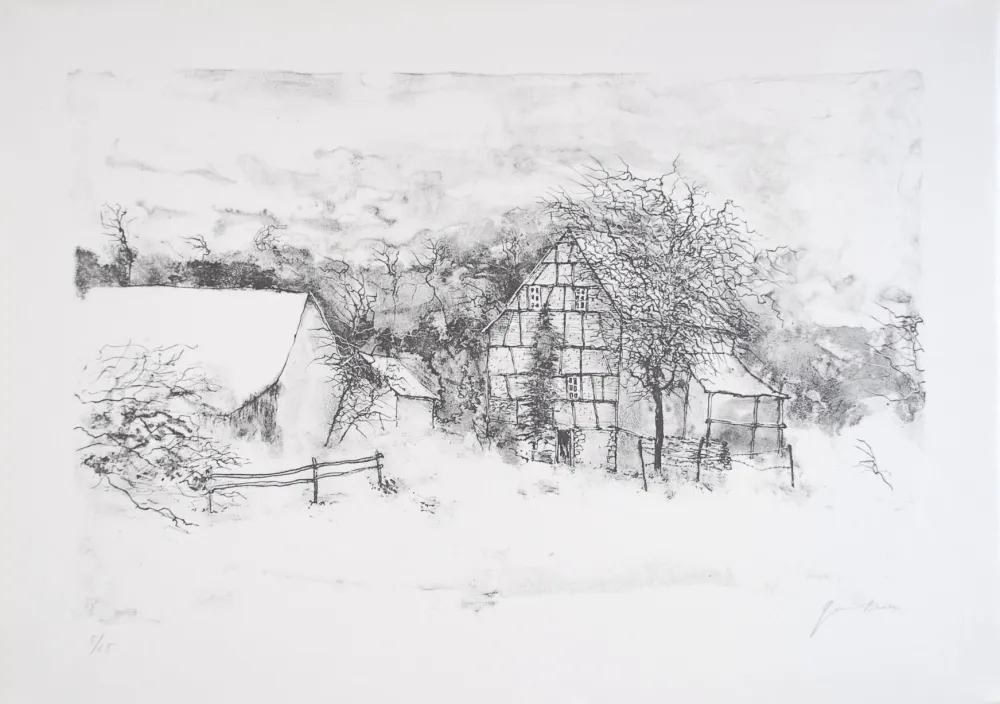 Litografía Gantner - La ferme endormie