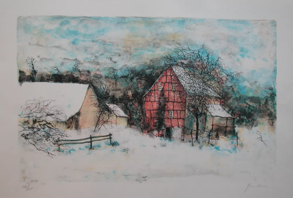 Litografía Gantner - LA MAISON ENDORMIE