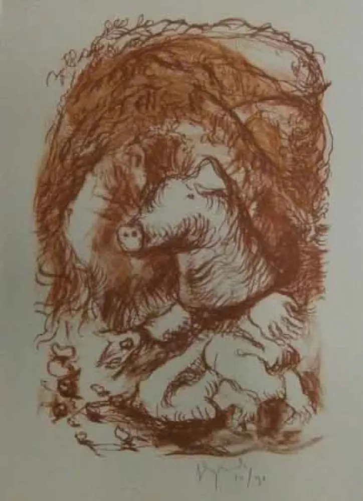 Litografía Garouste - Marché de la truffe