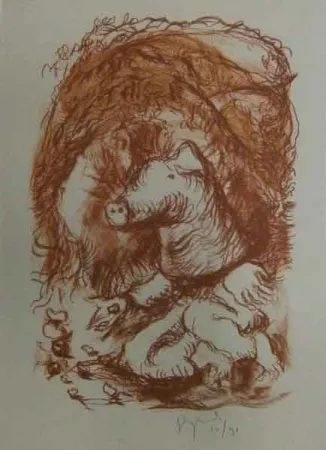 Litografía Garouste - Marché de la truffe