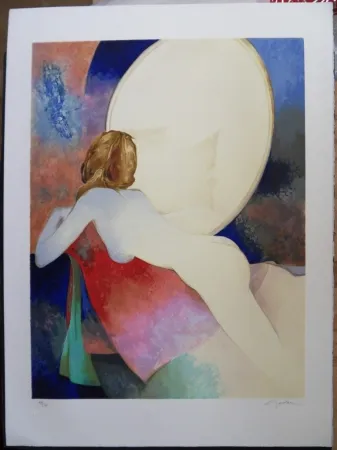 Litografía Gaveau - Nu au miroir
