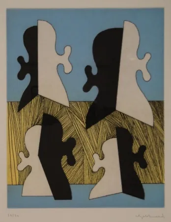 Grabado Gebhard - Vier Köpfe