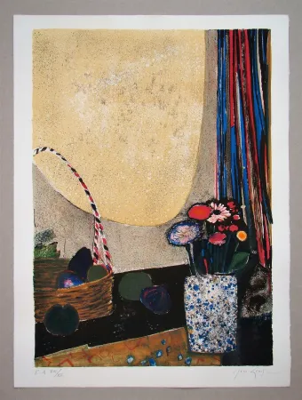 Litografía Genis - Nature morte au bouquet