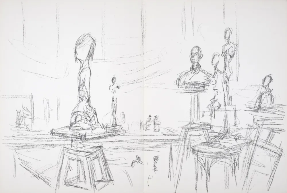 Litografía Giacometti - Atelier et sculptures, 1961
