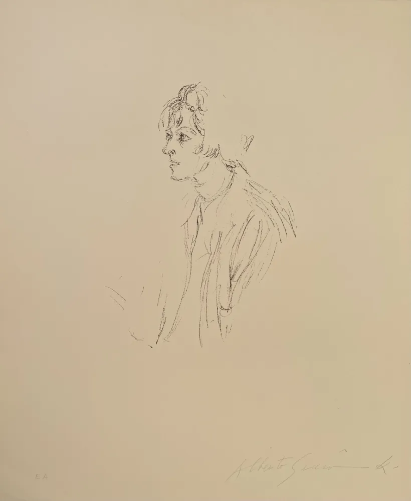 Litografía Giacometti - Buste d'une femme regardant a gauche - signed