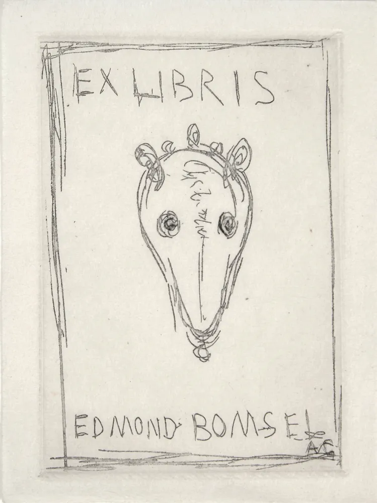 Punta Seca Giacometti - EX-LIBRIS EDMOND BOMSEL. Pointe-sèche originale monogrammée (1961)