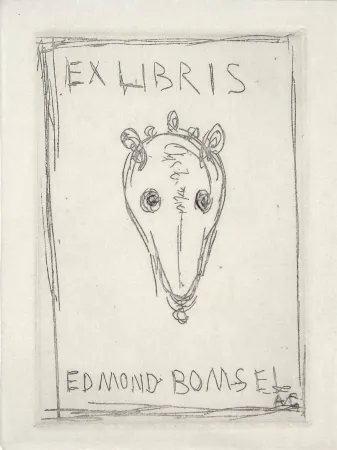 Punta Seca Giacometti - EX-LIBRIS EDMOND BOMSEL. Pointe-sèche originale monogrammée (1961)