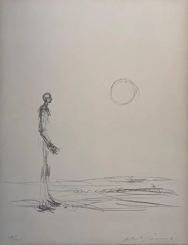 Litografía Giacometti - Homme debout et Soleil 
