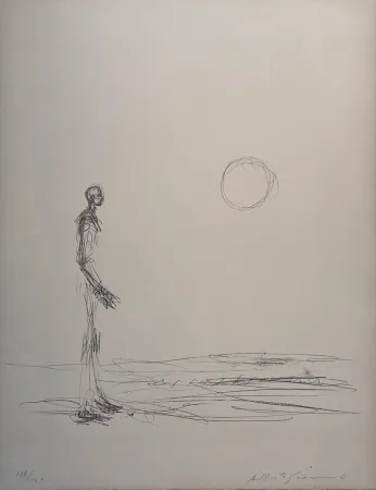 Litografía Giacometti - Homme debout et Soleil 