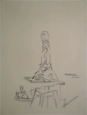 Aguafuerte Giacometti - L'Atelier à la selette I. (Studio with the turntable)