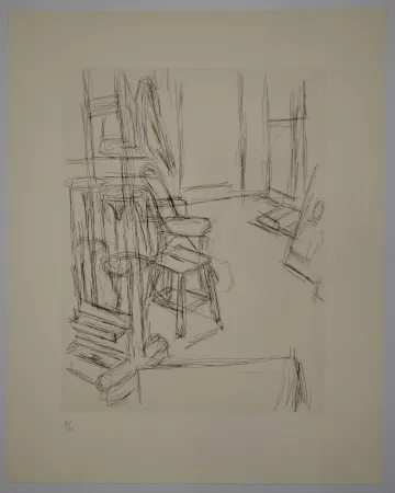 Grabado Giacometti - L'Atelier au chevalet (Studio with the Easel)