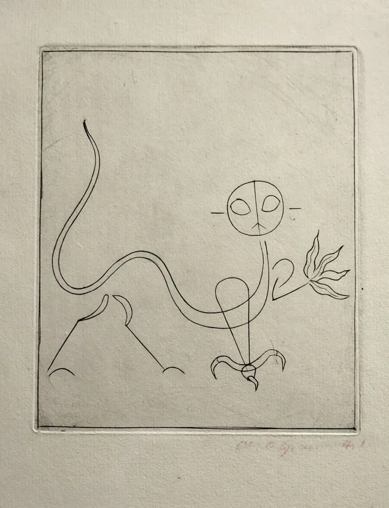 Punta Seca Giacometti - Le Chat, from  André Breton, l'Air de l'eau