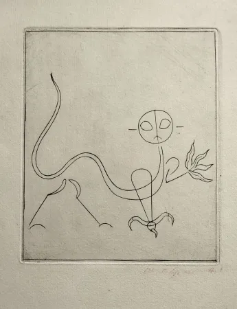 Punta Seca Giacometti - Le Chat, from  André Breton, l'Air de l'eau