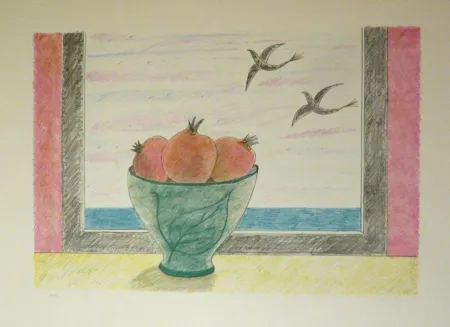 Litografía Girona - Magranes i ocells