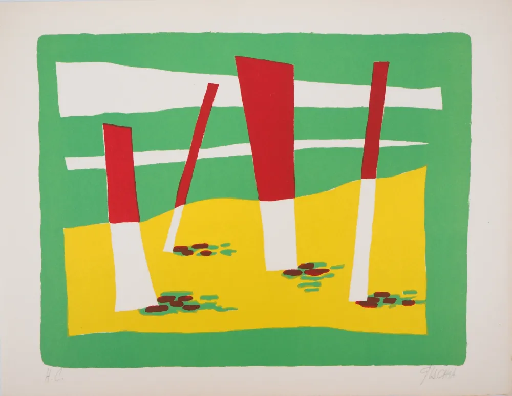 Litografía Gischia - La Plage