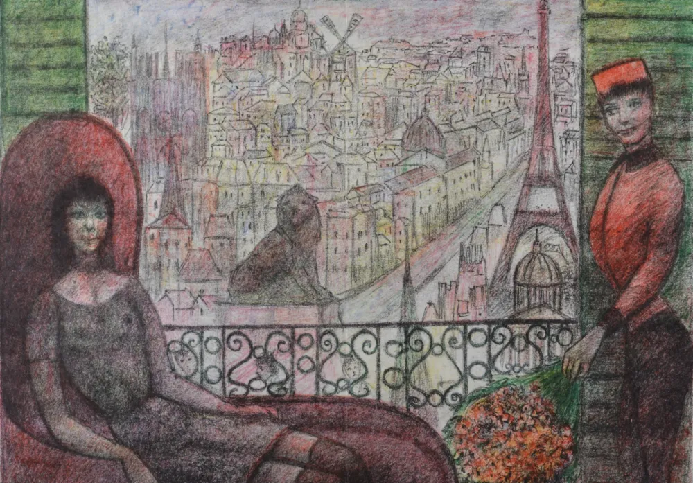 Litografía Goerg - Du balcon, 1964