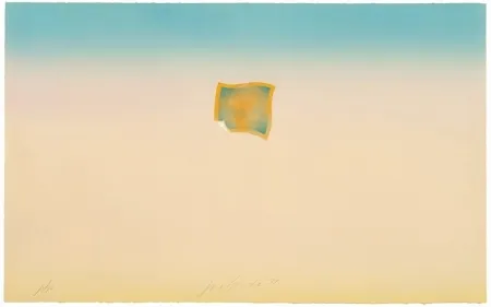 Litografía Goode - Untitled (small orange photo on peach and blue background)