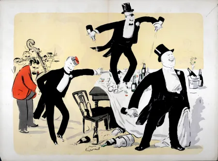 Litografía Goursat - Fin de soirée chez Maxim's, 1901