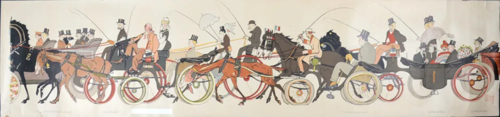 Litografía Goursat - Le Retour des courses